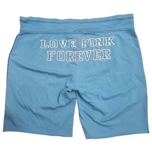Y2K Victoria's Secret PINK Blue 86 Vintage Booty Shorts Logo Spellout Large